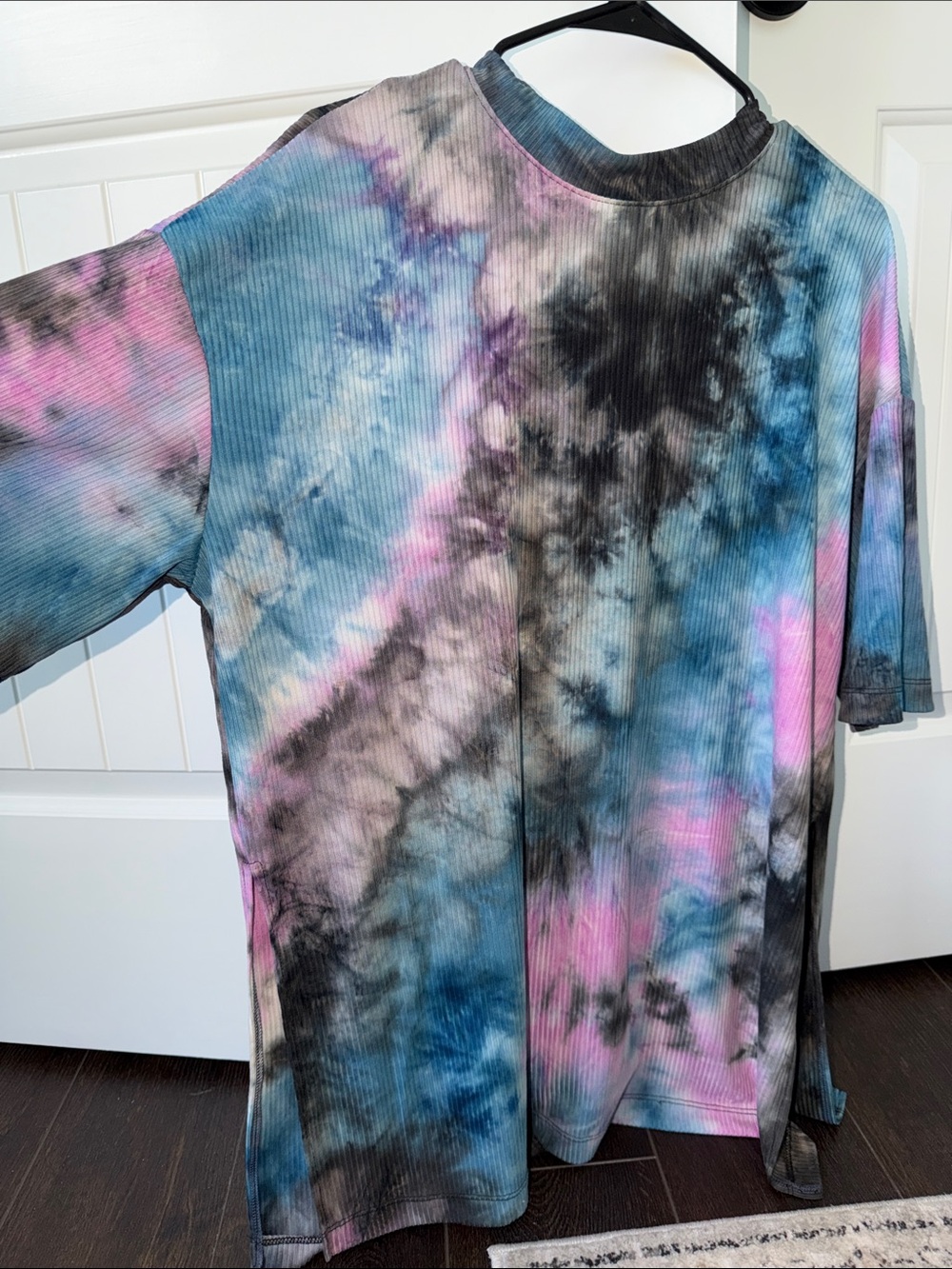 Dressed in LALA Tie-Dye Ribbed Jumpsuit Romper - Blue, Pink & Black